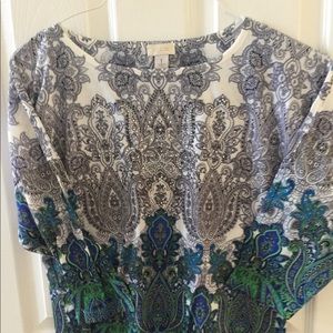 Chico’s sparkly silver and blue top